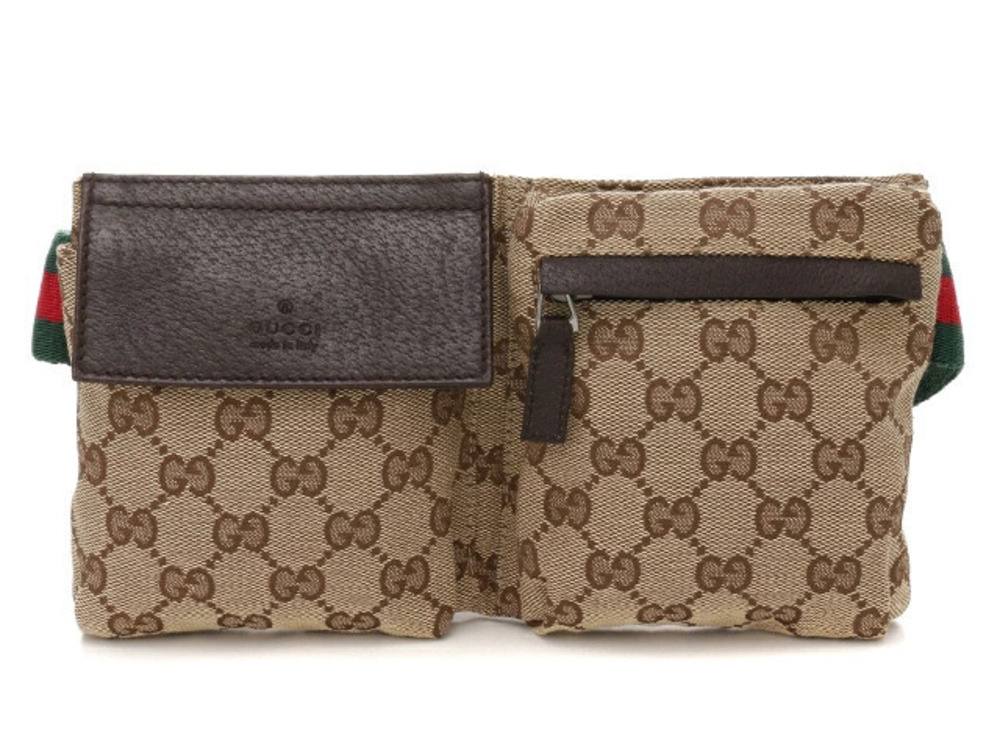 Gucci Crossbody Waist GG Beige Canvas Cream Bag Brown Bum Cream Brown